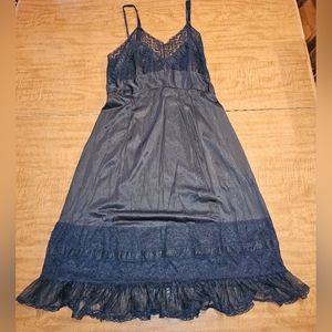 Vintage 60s 70s Ma Cherie Black Ruffle Slip 38 Medium Large